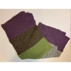 Handmade Homemade Crochet Lap Blanket Throw Blanket Purple Green Grey Brown